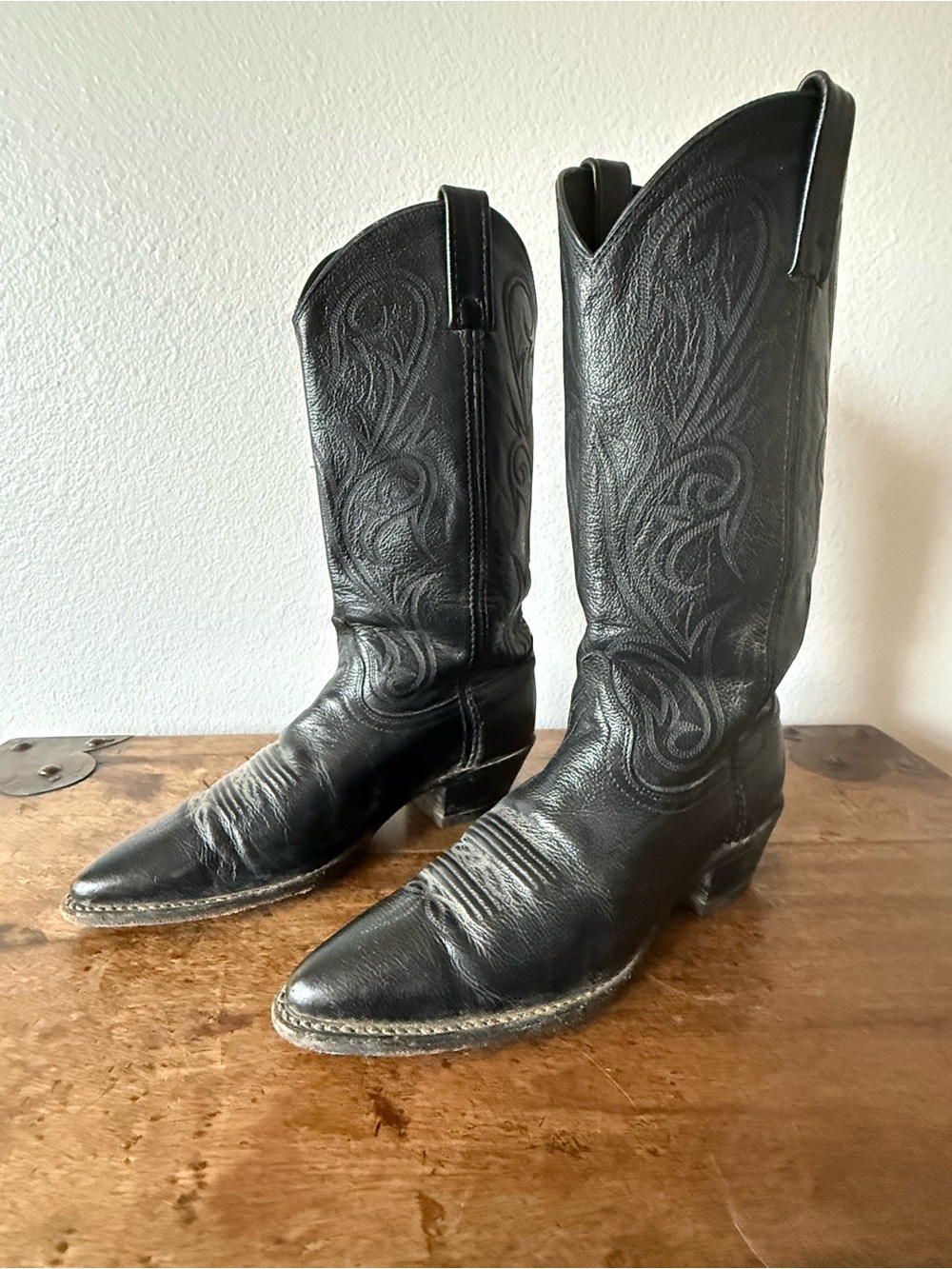 Dan Post Black Leather Western Cowboy Boots sz 8.5